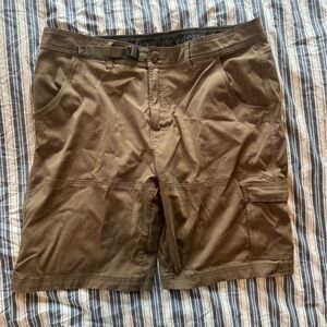Prana 38Wx10L Men's Khaki Brown Athletic Cargo Shorts